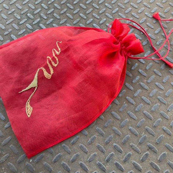 Rene Caovilla Dust Bag Red Organza Fabric Draw String Storage Bag Authentic - Picture 10 of 11